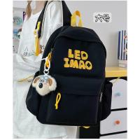 Mochila coreana simple de color sólido con alfabeto para estudiantes, mochila ligera de gran capacidad para viajes, mochila informal versátil - details 31