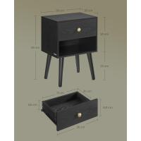 Juego de Mesa de Noche de Madera Mesa auxiliar con Cajón y Espacio de Almacenamiento Abierto - details 2