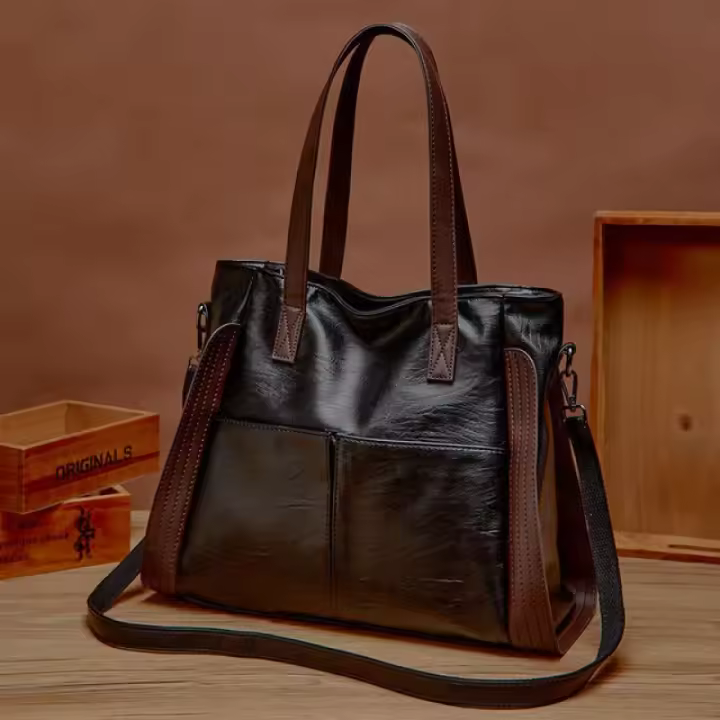 Bolsos de mano de cuero suave para mujer, bolso de hombro de alta capacidad, bolso de lujo para mujer de mediana edad, bolso con asa superior, bolso informal para axila, paquete de viaje - 1