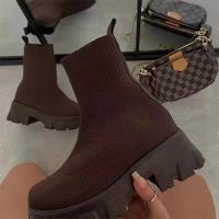 Zapatillas de mujer, botines tipo calcetín sin cordones, talla grande, , nuevas - details 1