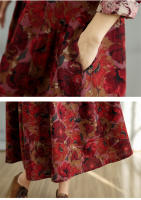 Vestido Floral de Algodón Vintage Moda Casual para Mujeres Primavera Otoño - details 49
