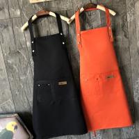 Delantales de cocina de lona para hombre y mujer, delantal de trabajo de Chef para parrilla, restaurante, Bar, tienda, cafés, Chef, camarero - details 2