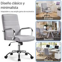 Silla Giratoria de Oficina Sillón de Trabajo con Respaldo Tapizado Asiento Sintético Altura Ajustable Negro - details 25