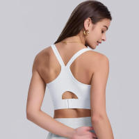 Sujetador deportivo de nailon para mujer, camiseta sin mangas de color sólido, transpirable, de secado rápido - details 4