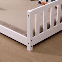 Cama de Madera Maciza de Pino Montessori 90 x 200 cm Blanco Protección contra Caídas y Somier - details 4