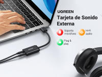 Tarjeta de Sonido USB Externa UGREEN Soporta Auriculares y Micrófono Adaptador de Audio Tipo C a 3.5 mm Jack Compatible con PC, Macbook, MateBook, PS5/PS4, Altavoces, Amplificador - details 0