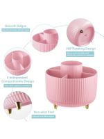 Soporte para bolígrafo giratorio de 360 ° Caja organizadora estacionaria de escritorio 5 ranuras Almacenamiento Kawaii de oficina rosa para organizadores de escritorio Suministros de oficina - details 9