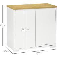 Taburete de Almacenamiento de Armario de Sala con 3 Puertas Estante Ajustable para Cocina Blanco - details 11