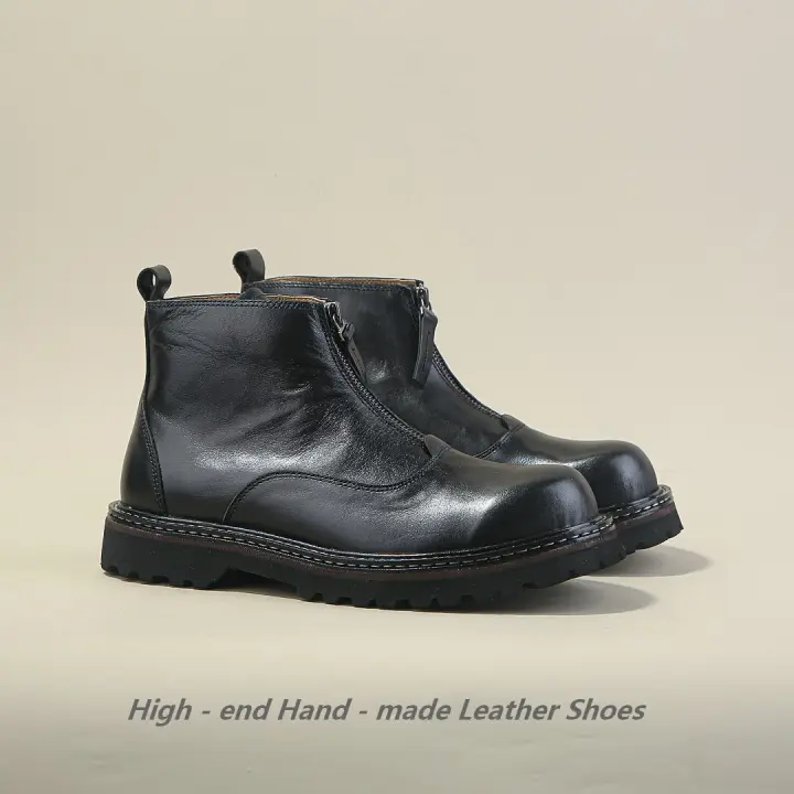 Botas de hombre de alta gama de cuero, botines Chelsea, zapatos altos de piel de vaca de capa superior - 1