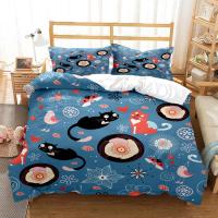 Juego de Ropa de Cama con Estampado de Gato Encantador Funda de Cojín y Cubierta de Edredón de Lujo para Reina Estilo Personalizado para Niños - details 10