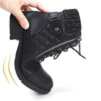 Botas cortas cálidas de otoño e invierno para mujer, botas Martin planas con cremallera lateral, botas de cuero con cordones y hebilla de cinturón - details 1