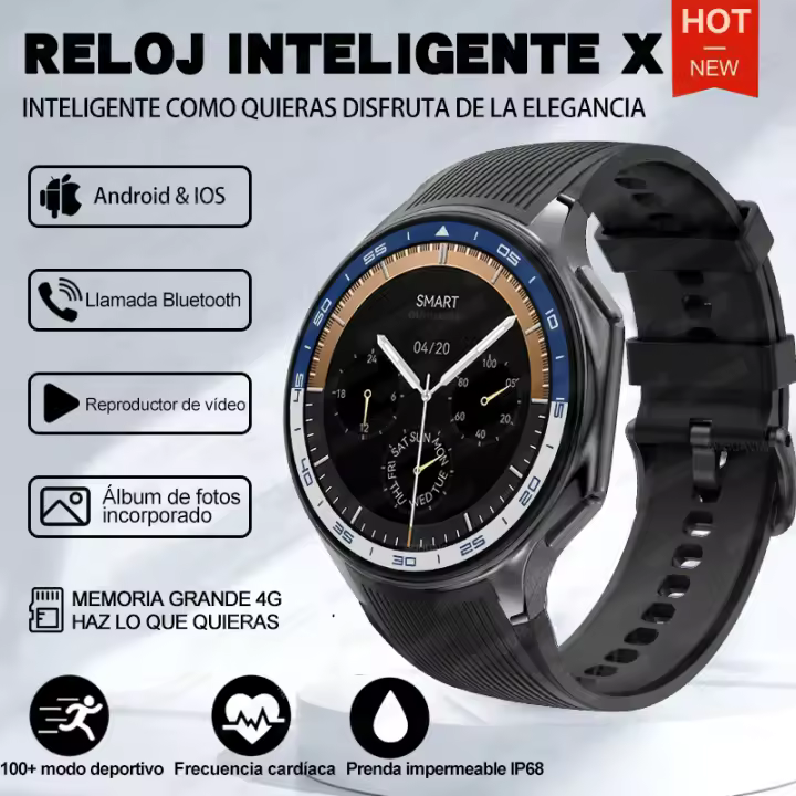 4GB memoria de Reloj inteligente para hombres de 1.43 pulgadas 466 * 466 amoled HD pantalla táctil completa reproductor mp4 Bluetooth llama reloj inteligente,reloj de moda para hombres,reloj de negocios para hombres, regalos para marido,novio y hombre - 1