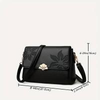 Bolso bandolera vintage con estampado floral para mujer, con detalles de hardware, ligero con correa extraíble, cierre de cremallera, forro de poliéster, diseño de color sólido para uso diario - details 7
