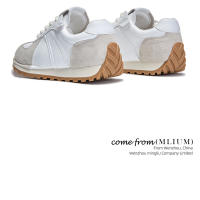 Cuero nuevos zapatos de entrenamiento moral deportivo de fondo plano zapatos blancos casuales para mujer - details 10