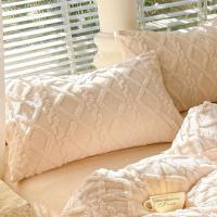 Suministros de cama de 2 uds., funda de almohada de lana de leche de Color sólido, funda de almohada suave y agradable para la piel, protector de almohada cálido rectangular para pareja - details 2