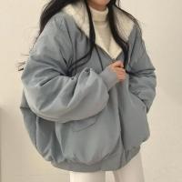 Chaqueta Abrigo de Moda Coreana para Mujer Gruesa, Cálida, Abajo, Estilo Casual, Manga de Cremallera - details 12