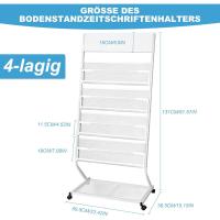 Soporte para folletos y revistas – Soporte inclinado para libros y revistas con 4 estantes (blanco, 4 capas, 59,5 cm de ancho) - details 1