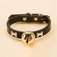 Cadena de campana dorada para perro, Collar de campana con estampado de pata de gato de PU, anillo de cuello de perro de aleación ajustable con campana, Collar de fiesta para perro - details 2