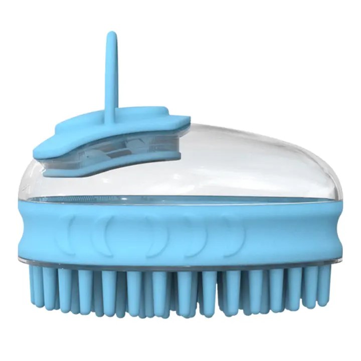 Cepillo de baño 2 en 1 para perros y gatos, peine de masaje de SPA para mascotas, ducha de silicona suave, aseo para el cabello, herramienta de limpieza para perros, azul - 1