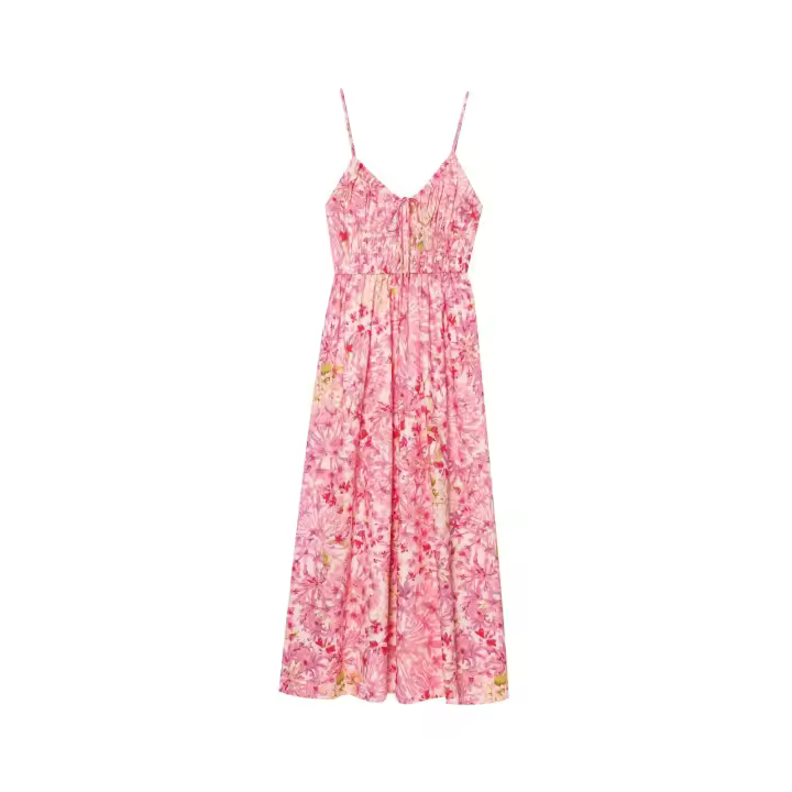 Vestido lencero midi estampado popular para mujer europea y americana - 1
