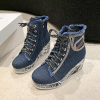 Zapatos de lona de talla grande para mujer, tacón de cuña, versátiles, punta redonda, transpirables, individuales - details 4