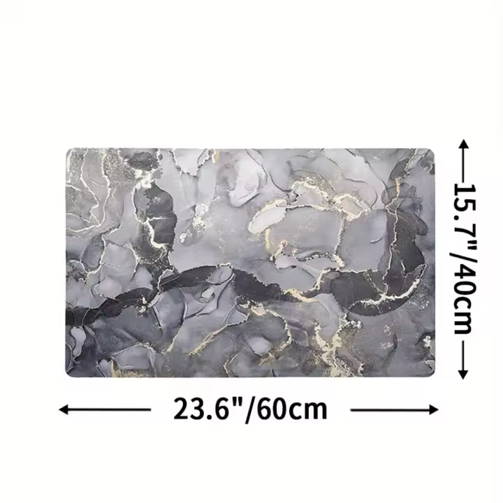 1 alfombrilla antideslizante para baño con patrón de mármol, alfombrilla absorbente para el suelo del inodoro, alfombrilla - 1