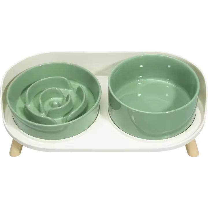 Comedero Perro Antivoracidad Comederos Perros - Set de Cuenco Perro Lento Comer Elevado para Comida y Agua - Cuencos Perros Cerámica con Base Antideslizante - Platos para Perros Pequeños y Medianos - 1