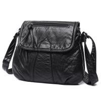Bolso bandolera pequeño negro para mujer, bolso cruzado de cuero PU suave lavado, bolsos femeninos - details 12