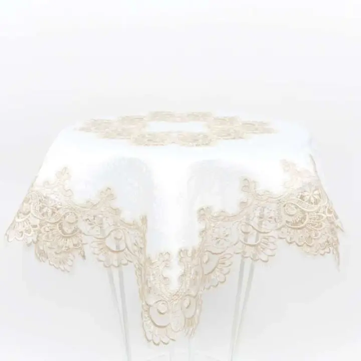 Caminos de mesa de comedor circulares cuadrados, diseño de mantel bordado ENCE, blanco beige, utilizado para restaurantes, bodas y fiestas - 1
