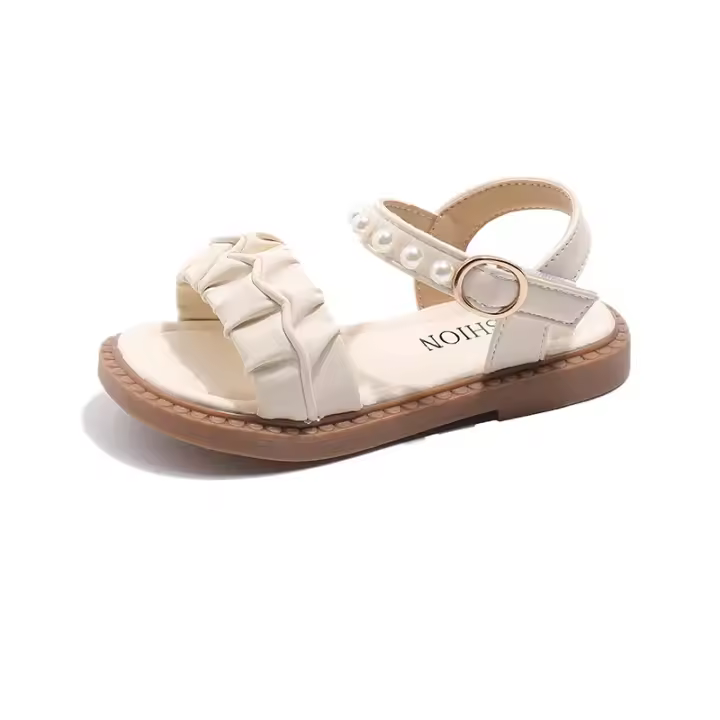 Sandalias de verano para niñas, zapatos de playa de princesa con suela de goma y perlas - 1