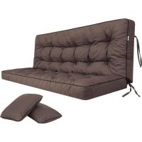 Cojines de Asiento y Respaldo Impermeables Diseño Acolchado y Correas 100 cm Marrón - details 33