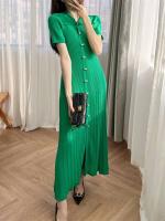 YuooMuoo verano Maxi tejido negro verde vestido ceñido largo moda coreana volantes vestidos de mujer elegante vestido de oficina para mujer - details 1