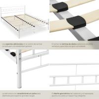 Cama de Boda de Acero Robusto Estructura de Acero con Somier de Láminas de Madera - details 20