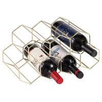 Estante de vino de panal de Metal, soporte de botella de vino Negro de Oro Rosa, estante de almacenamiento hexagonal, exposición de champán, decoración del Hogar - details 8