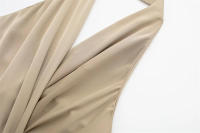 OUWU- top halter de satén a la moda para mujer, top elegante versátil plisado lateral sin espalda para mujer 2025 - details 9