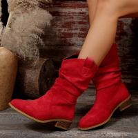 Botas apiladas de tacón bajo de gran tamaño para mujer Botas altas de estilo caliente de moda - details 10