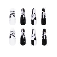 Ataúd Uñas acrílicas de cobertura completa, Uñas postizas francesas con pegatina de pegamento para mujeres y niñas - details 0