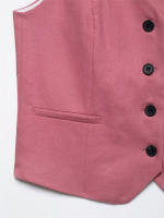 OUWU- 2025 Conjunto De Traje Rosa Para Mujer, Chaleco Con Botones Sin Mangas Y Pantalones Cortos Plisados, Elegante Y Versátil Para Ropa De Verano - details 5