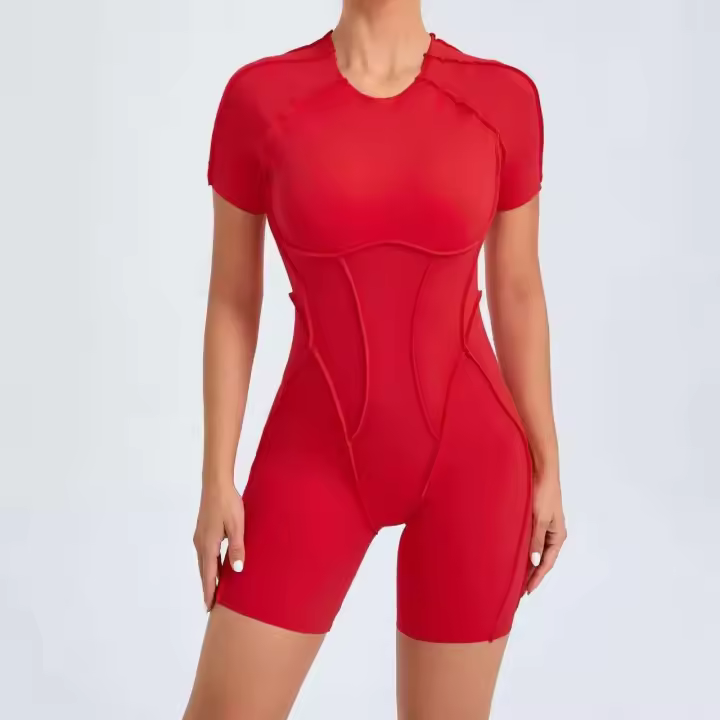 Conjunto de yoga sin costuras para mujer, yoga para mujer, sujetador deportivo acanalado, body de gimnasio, tres piezas de ropa deportiva, 1/2 pieza. - 1