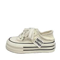 Zapatillas blancas de lona informales para mujer Altura creciente con plataforma - details 5
