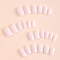 Uñas postizas cuadradas cortas rosas, uñas elegantes para decoración de dedos, uñas para el hogar, bricolaje - details 1