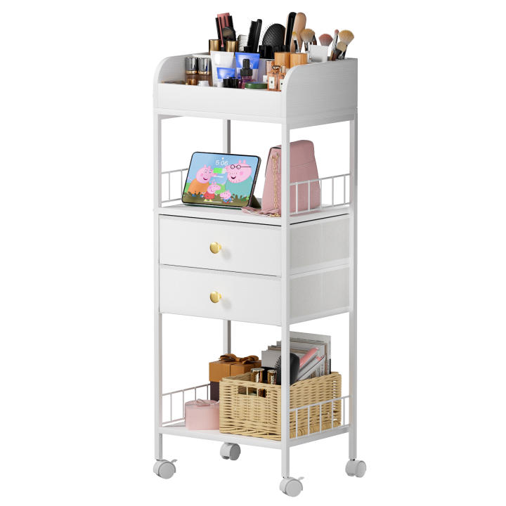 Organizador de Cuidado de la Piel y Maquillaje Rcynview Cajón de Almacenamiento Blanco con Dimensiones de 24cm de Ancho, 24cm de Profundidad, 80cm de Altura Ideal para Cuidado de la Piel, Maquillaje, Perfume de Uñas, Cajón de Peluquería