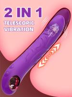 Consolador vibrador de empuje 2 en 1, vibrador femenino para punto G, consoladores anales de silicona suave, Juguetes sexuales con 10 vibraciones, 3 modos de empuje - details 0