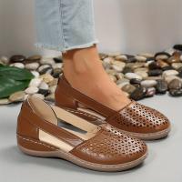 Women Retro Hollow Out Design Wedge Sandals Breathable Slip On Platform Sandals Comfortable Walking Shoes - details 6