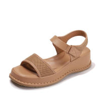 Sandalia de una sola pieza con punta de cinta mágica, zapatos romanos informales a la moda, novedad de verano, sandalias versátiles con Tacón de Cuña y suela gruesa para - details 2