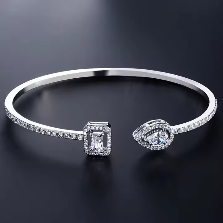 Pulsera dorada con lujosas formas geométricas femeninas, pulsera de circonitas cúbicas de moda, joyería diaria de moda para fiestas INS. ,Regalo del día de la madre - 1