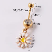 Pendientes de tuerca de acero inoxidable para el ombligo, con forma de girasol, flor de Margarita, pezón de goteo de aceite personalizado, novedad de 2023 - details 6