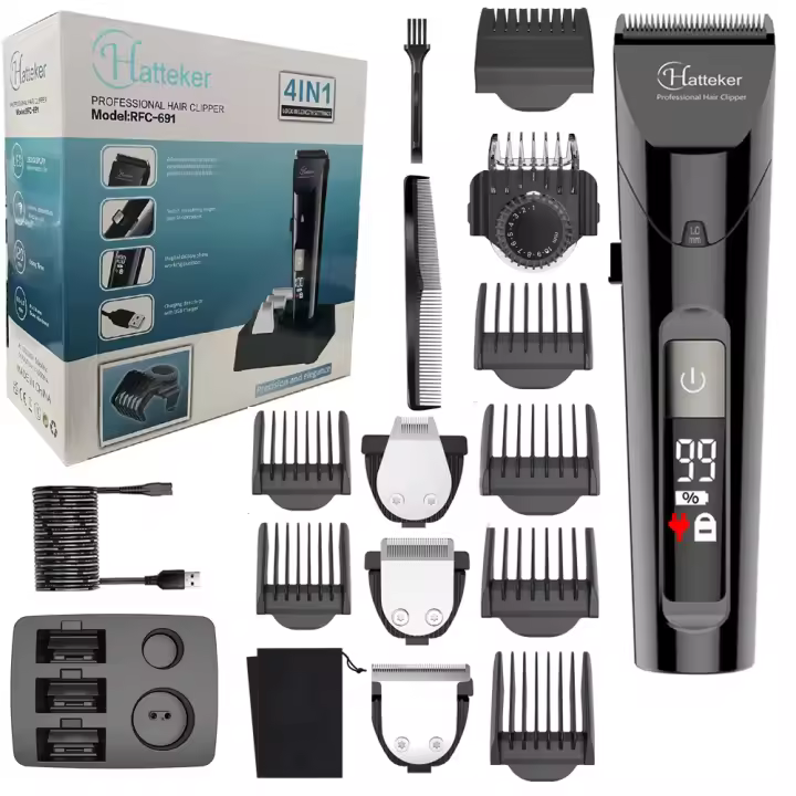 Recortadora de pelo todo en uno para hombres, cortadora de pelo eléctrica profesional para Barba, máquina de corte de pelo recargable ajustable - 1