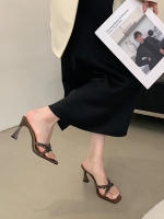 Pasarela tacones altos sandalias abiertas de satén con diamantes de imitación de lujo moda cabeza cuadrada zapatos de mujer versátiles - details 14