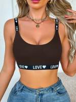 EasyFave Sujetador de punto con forma de corazón y letras para mujer - details 8